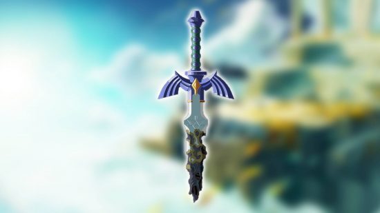 Tears of the Kingdom Master Sword: a decayed Master Sword is shown against a blurred background