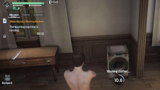 Screenshot of washing your clothes for Undawn review