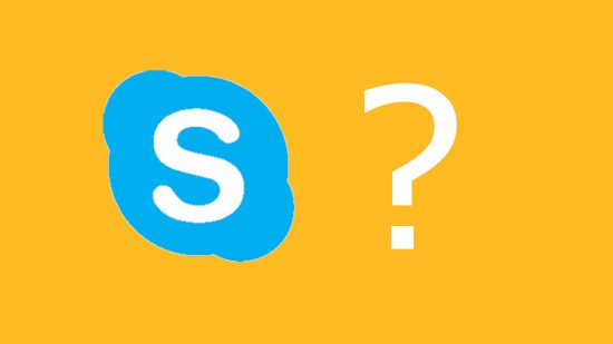 What is Skype: The Skype logo next to a white question mark pasted on a mango background