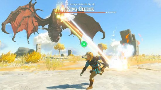 Zelda bosses: Link runs away from a King Gleeok