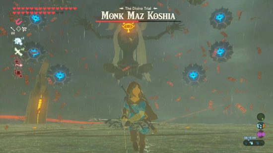 Zelda bosses: Link runs away from the boss Monk Maz