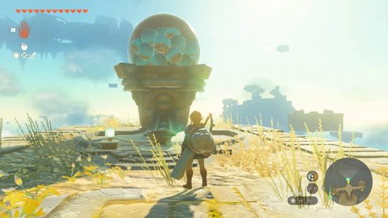 Zelda: Tears of the Kingdom DLC: Link looks at a Zonai dispenser