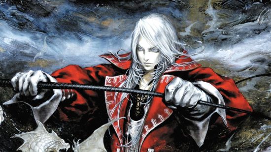Castlevania Advance Collection Switch release: a man with white hair holding a weapon