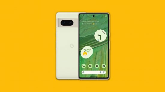 Google Pixel phones Pixel 7 on a yellow background