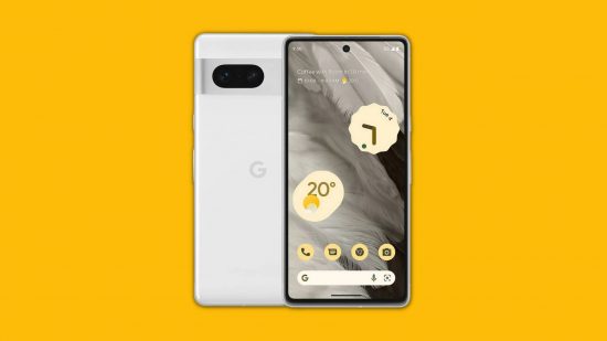 Google Pixel phones Pixel 7 Pro on a yellow background