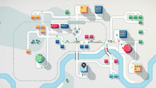 Mini Motorways Mini Metro review: a simplified map of london with roads and buildings