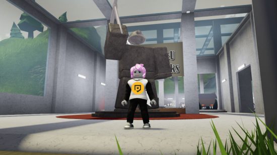 Mining Inc Remastered codes: a character in front of a giant statue