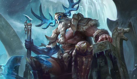 Watcher of Realms codes: a norse-like man sitting on a throne surrounded by ice