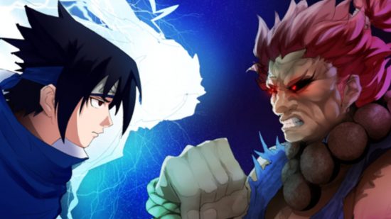 Aniverse Battlegrounds codes: key art for the Roblox game Aniverse Battlegrounds shows two anime characters ready for battle
