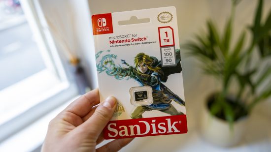 A zelda-themed MicroSD card for the Nintendo Switch from SanDisk