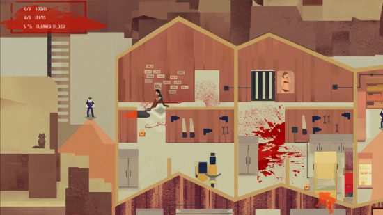 A level in cleaning games Serial Cleaner with characters running around