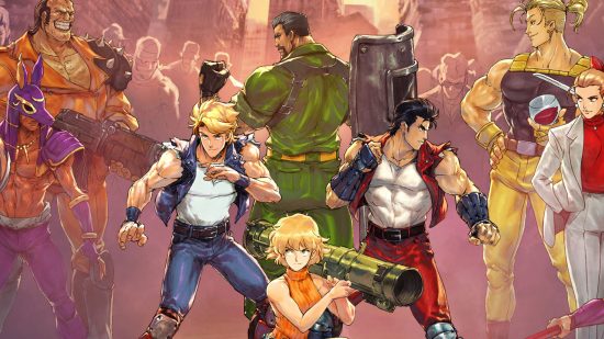 Cover art with the four main character surrounded by villains for Double Dragon Gaiden: Rise of the Dragons review