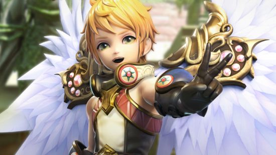 Dragon Nest 2 Evolution codes: a blond male character smiling and holding up two fingers