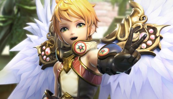 Dragon Nest 2 Evolution codes: a blond male character smiling and holding up two fingers