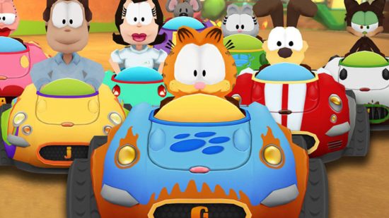 Screenshot of Garfield in his kart for Garfield games guide