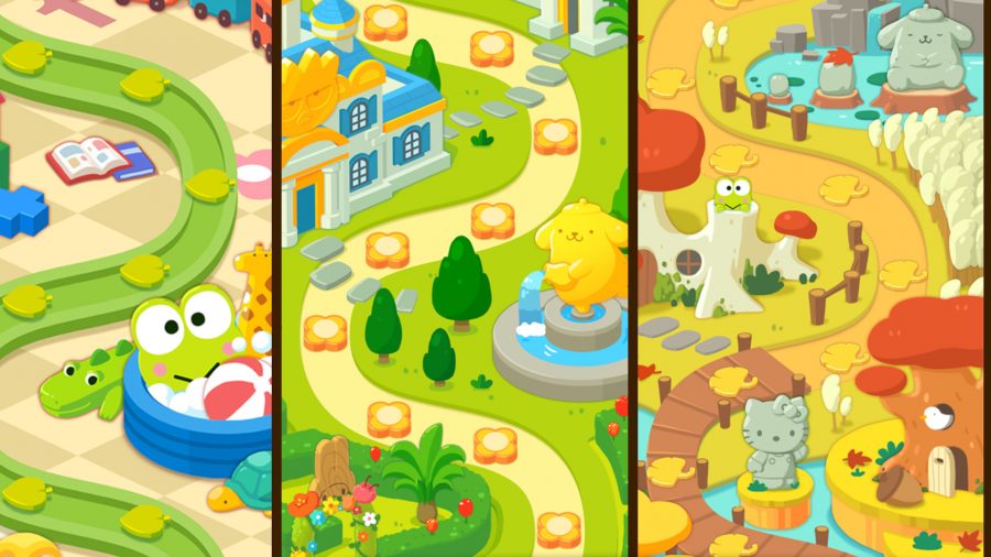 Hello Kitty Friends: A screenshot showing the variety of maps that Hello Kitty Friends traverses