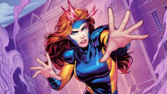 Screenshot of the card art for Marvel Snap's Jean Grey with the hero using mind powers