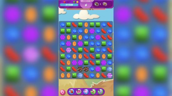 Match 3 games: a phone screenshot shows a game board filled with different types of jewels