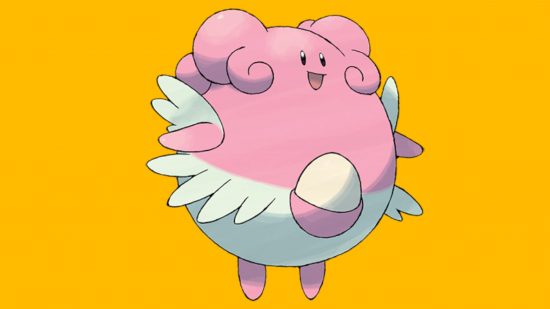 Custom image of a Blissey on a yellow background for normal Pokemon weaknesses guide