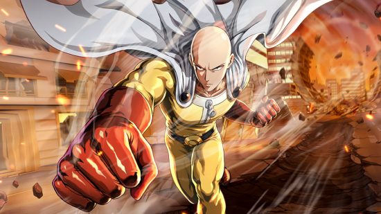 One Punch Man World release date: Saitama punching forward in the One Punch Man World key art