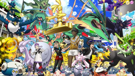 Pokémon Go Routes - promotional pokemon Go art showing loads of trainers and Pokemon