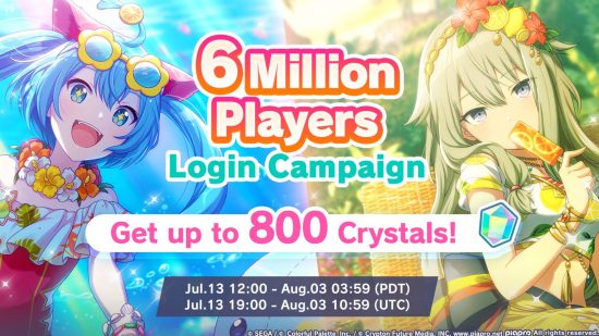Project Sekai events: A graphic showing off the 6 million players login campaign
