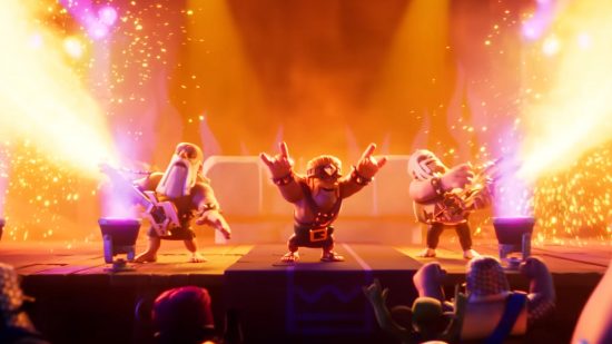 Screenshot of the Barbarian rocking out from the Supercell Card Evolution trailer