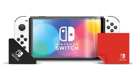 A screen protector kit for the Nintendo Switch