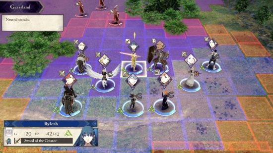Tactics games: a grid based level shows an army at war with another