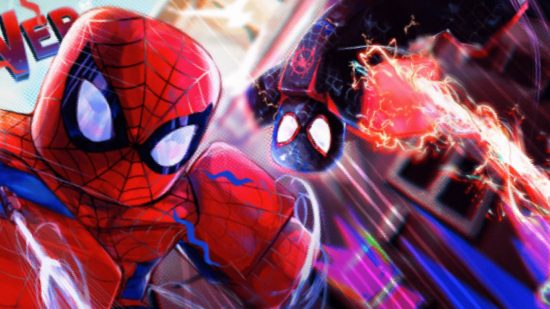 Tangled web chronicles codes: key art for the Roblox game Tangled Web Chronicles shows two avatars that look like Spider-Man