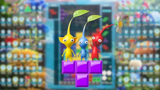 Custom image for Tetris 99 Pikmin 4 news with the Pikmin gang stood on a puzzle piece