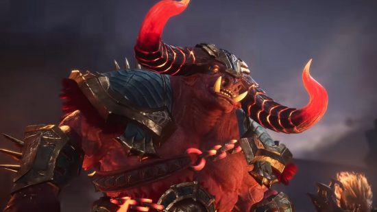 Screenshot of a red horned minotaur for Watcher of Realms release date guide