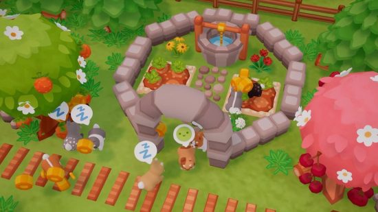 zoo games Bunny Park: a cute stone arrangement with bunnies inside