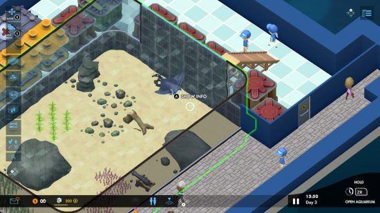 zoo games Megaquarium: a planning screen for placing new aquarium items