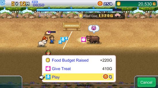 zoo games - a screenshot of Zoo Park Story showing an angry bear