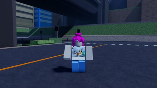 Fighters Era 2 codes: a character with pink hair in a roblox city