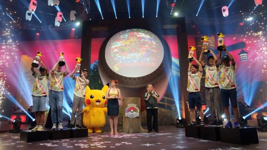 Pokémon Go World Championship 2023 codes: winners on stage during the event