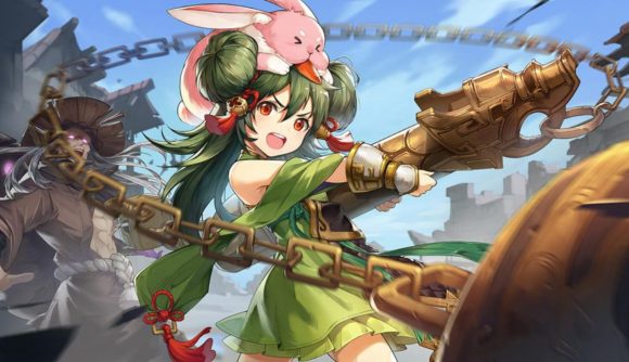 Sword Chronicles Awaken codes: a green haired girl swinging a weapon around
