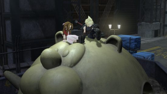 Best Android games - a screenshot from Final Fantasy Ever Crisis of Aerith and Cloud sitting on a playground