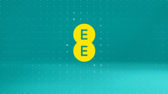 EE's logo in front of a green background