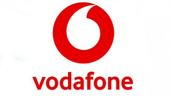 Vodafone's logo in front of a white background