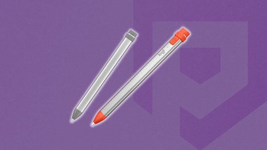 best stylus for ipads and iphones - Logitech Crayons on a purple background