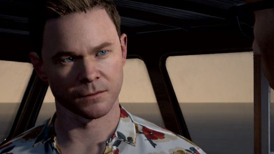 choice games Man of Medan: an animated man in a bright shirt on a boat