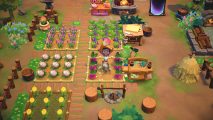 farm games: a farmer in a busy area filled with crops