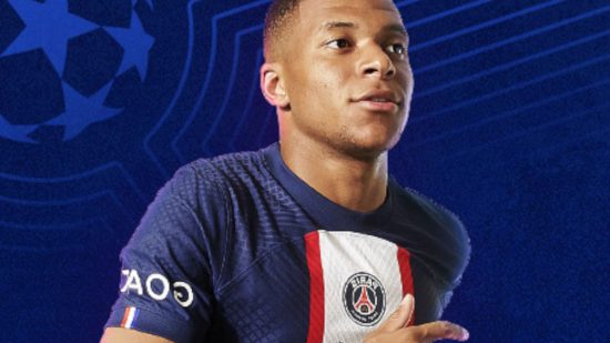 Mbappe key art with the French player in a PSG shirt from FIFA mobile for FC Mobile beta news