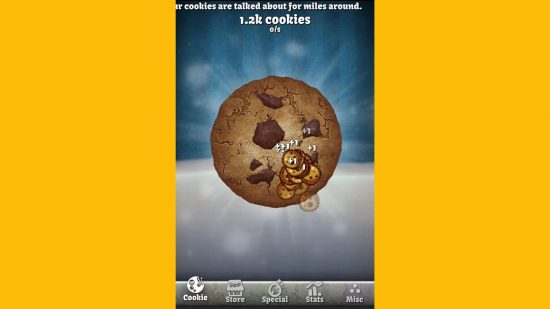 how to play Cookie Clicker: a screenshot of the game on mobile