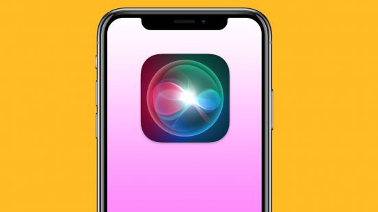 How to turn off siri: An iphone appears against a yellow background, with the Siri icon visible on the screen