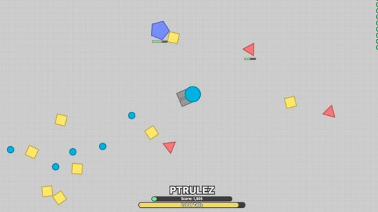 io games: a screenshot of a player tank shooting shapes in Diep.io