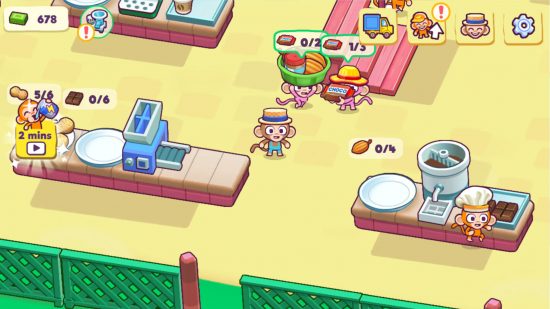 A screenshot of one of the best io games, Monkey Mart, showing a monkey in a hat standing in a supermarket