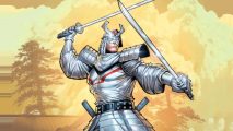 Screenshot of Marvel Snap's Silver Samurai key art with the swordsman raising his weapons to battle